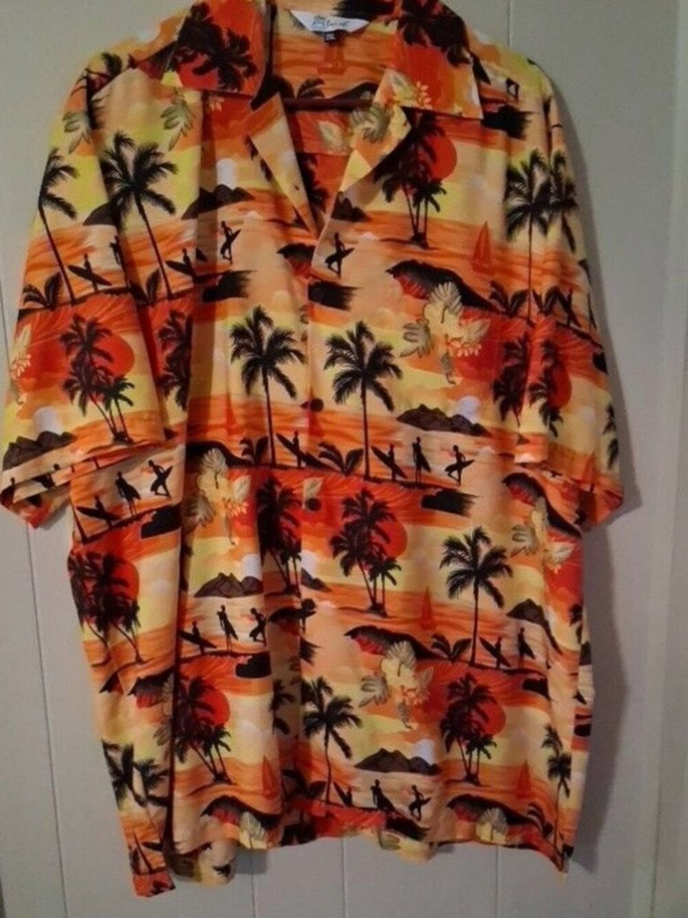 NWOT Alvish Men's Hawaiian Shirt 2xl Polyester Orange